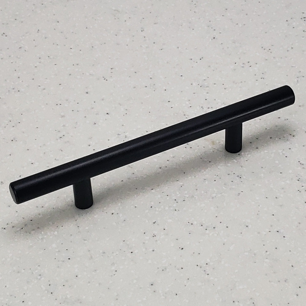 Matte Black Euro Style Bar Handle Pull - 128mm Hole Centers, 7 3/4" Inch Overall Length