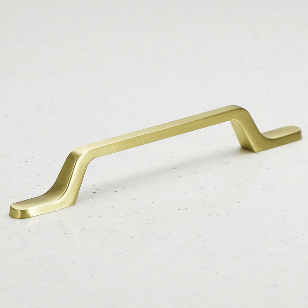 The Trazi Collection Pull - 128mm Center to Center (5&quot;) -Satin Brass - Brushed Gold - Modern - Elegent - Sophisticated - Handle Pull Decorative Hardware