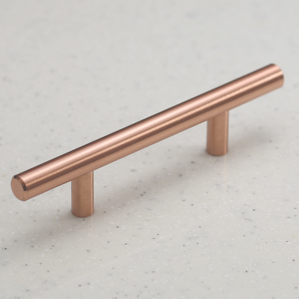 Satin Copper Cabinet Hardware Euro Style Bar Handle Pull - 3" Hole Centers, 5-3/4"" Overall Length