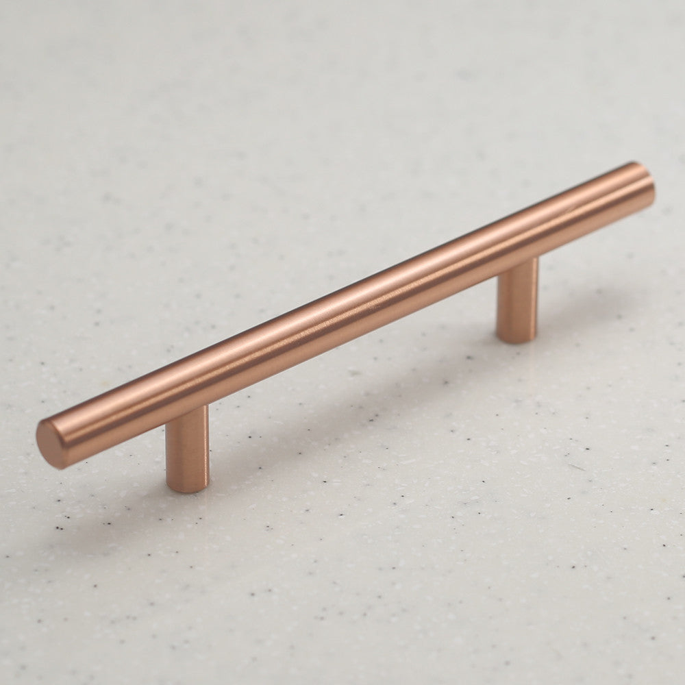 Satin Copper Cabinet Hardware Euro Style Bar Handle Pull - 96mm Hole Centers, 6-3/4"" Overall Length